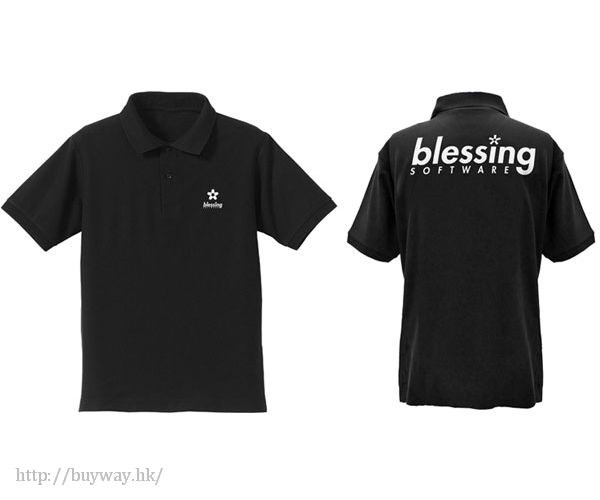 不起眼女主角培育法 : 日版 (中碼)「blessing software」黑色 Polo Shirt