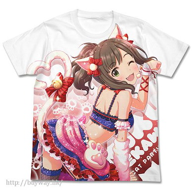 偶像大師 灰姑娘女孩 (細碼)「前川未來」白色 全彩 T-Shirt Cat Party Ver. Cat Party Miku Maekawa Full Graphic T-Shirt / WHITE - S【The Idolm@ster Cinderella Girls】