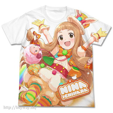 偶像大師 灰姑娘女孩 (細碼)「市原仁奈」白色 全彩 T-Shirt Tomodachi Takusan Nina Ichihara Full Graphic T-Shirt / WHITE - S【The Idolm@ster Cinderella Girls】