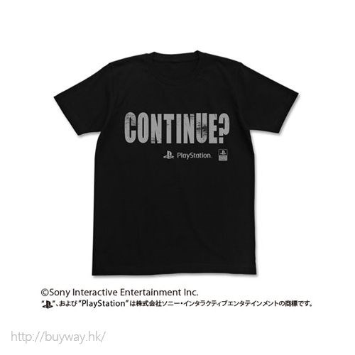 PlayStation : 日版 (細碼)「Continue」黑色 T-Shirt