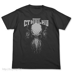 克蘇魯神話 (細碼)「Worship Cthulhu」墨黑色 T-Shirt Miskatonic University Store Cthulhu Chomoran Ver. T-Shirt / SUMI-S【Cthulhu Mythos】