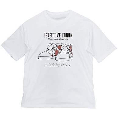 名偵探柯南 (大碼)「江戶川柯南」脚力增强鞋 寬鬆 白色 T-Shirt Conan's Kick Strengthening Shoes Big Silhouette T-Shirt /WHITE-L【Detective Conan】