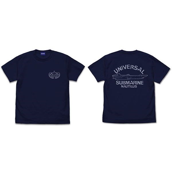 冒險少女娜汀亞 : 日版 (大碼)「鸚鵡螺號」深藍色 T-Shirt