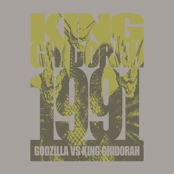 哥斯拉系列 : 日版 (大碼)「王者基多拉」1991 淺灰 T-Shirt