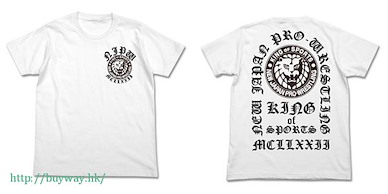 新日本職業摔角 (中碼)「獅子」圖案 白色 T-Shirt Lion Mark T-Shirt Old English Ver. / WHITE-M【New Japan Pro-wrestling】