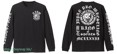 新日本職業摔角 (中碼)「獅子」圖案 長袖 黑色 T-Shirt Lion Mark Long Sleeve T-Shirt Old English Ver. / BLACK-M【New Japan Pro-wrestling】