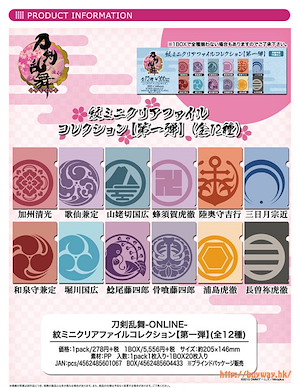 刀劍亂舞-ONLINE- 「刀紋」迷你文件套 Vol. 1 (20 個入) Crest Mini Clear File Vol. 1【Touken Ranbu -ONLINE-】