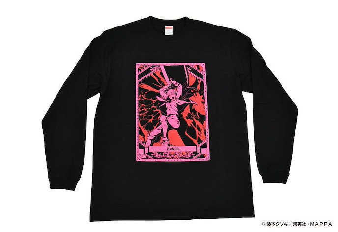 鏈鋸人 : 日版 (中碼)「帕瓦」塔羅牌 黑色 長袖 T-Shirt