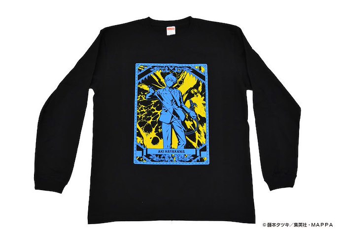 鏈鋸人 : 日版 (大碼)「早川秋」塔羅牌 黑色 長袖 T-Shirt