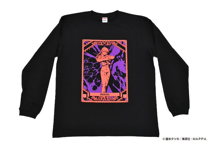 鏈鋸人 : 日版 (中碼)「瑪奇瑪」塔羅牌 黑色 長袖 T-Shirt