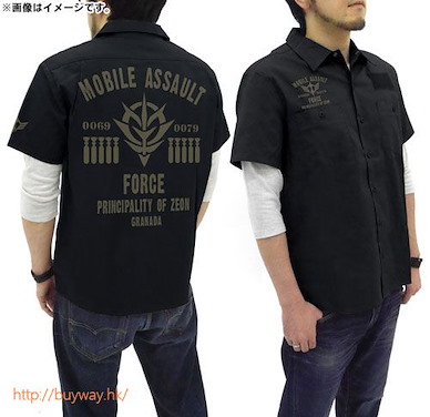 機動戰士高達系列 (大碼) 突撃機動軍徽 裇衫 黑色 Mobile Assault Force Patch Base Work Shirt / BLACK - L【Mobile Suit Gundam Series】