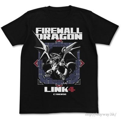 遊戲王 系列 : 日版 (加大)「Firewall Dragon」黑色 T-Shirt