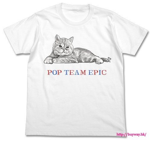 Pop Team Epic : 日版 (加大)「貓」白色 T-Shirt