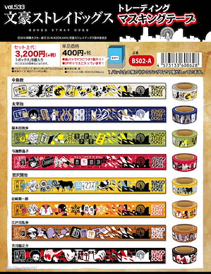 文豪 Stray Dogs 圖案膠紙 (8 個入) Trading Masking Tape (8 Pieces)【Bungo Stray Dogs】