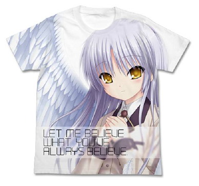 天使的脈動 (大碼)「立華奏 / 天使」白色 T-Shirt T-Shirt Kanade / Angel Wing White【Angel Beats!】(Size: Large)