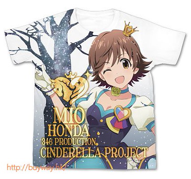 偶像大師 灰姑娘女孩 (細碼)「本田未央」My First Star! 全彩 T-Shirt Mio Honda Full Graphic T-Shirt / WHITE - S【The Idolm@ster Cinderella Girls】