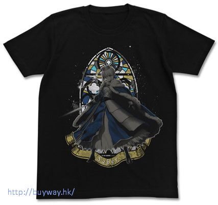 Fate系列 : 日版 (加大)「Saber (Altria Pendragon)」黑色 T-Shirt