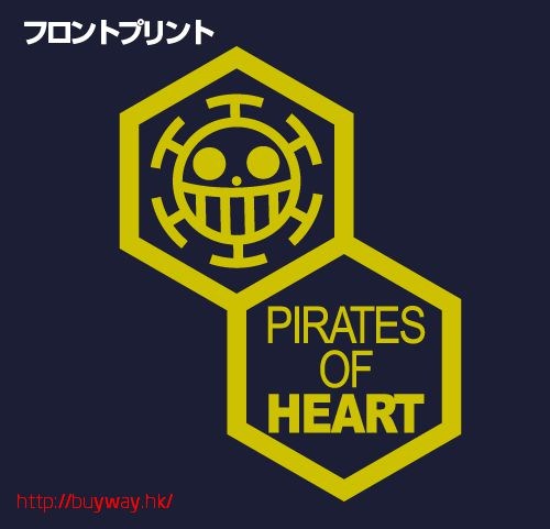 海賊王 : 日版 (加大) "Pirates of Heart" 吸汗快乾 黑色 T-Shirt