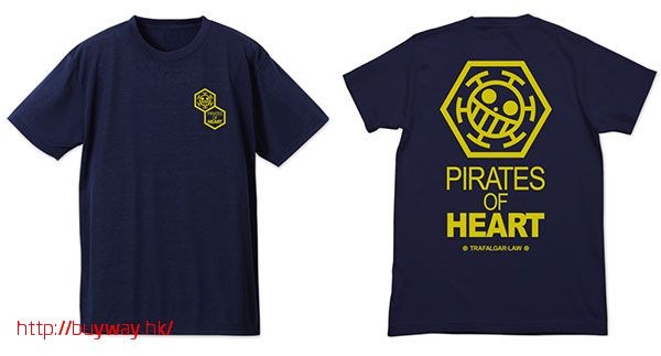 海賊王 : 日版 (大碼) "Pirates of Heart" 吸汗快乾 黑色 T-Shirt