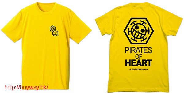 海賊王 : 日版 (中碼) "Pirates of Heart" 吸汗快乾 黃色 T-Shirt