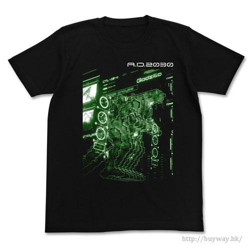 哥斯拉系列 : 日版 (大碼)「對哥斯拉戰術」黑色 T-Shirt
