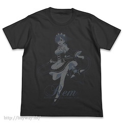 Re：從零開始的異世界生活 (大碼)「雷姆」拿起流星錘 墨黑色 T-Shirt Rem and Morning Star T-shirt / SUMI-L【Re:Zero】