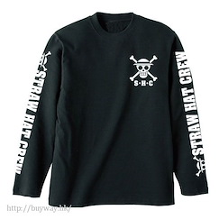 海賊王 : 日版 (細碼)「草帽海賊團」長袖 黑色 T-Shirt