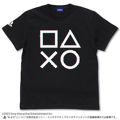 PlayStation (細碼)「△○×□」黑色 T-Shirt T-Shirt for PlayStation Shapes Logo Glich ver. /BLACK-S【PlayStation】
