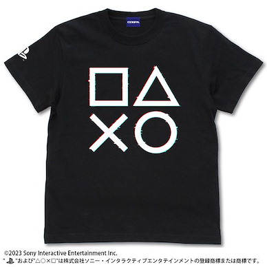 PlayStation (細碼)「△○×□」黑色 T-Shirt T-Shirt for PlayStation Shapes Logo Glich ver. /BLACK-S【PlayStation】