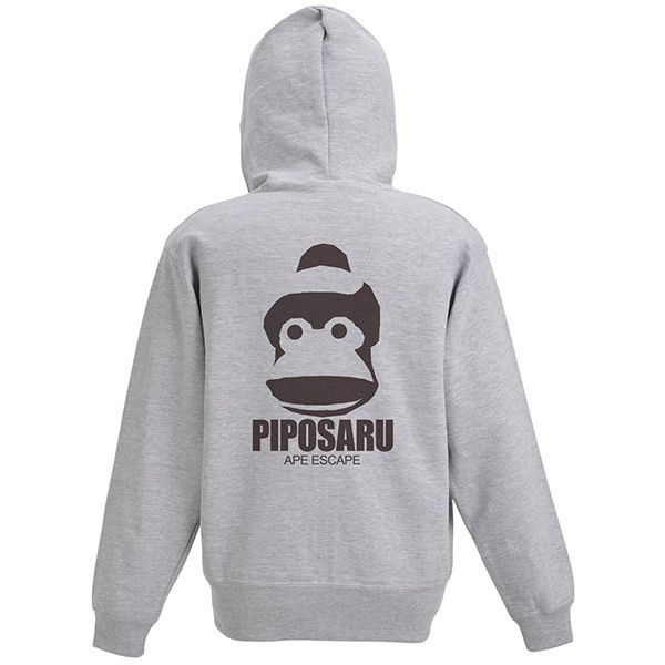 捉猴啦 : 日版 (大碼)「嗶波猴」混合灰色 連帽拉鏈外套