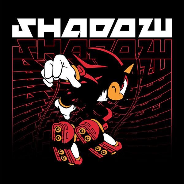 超音鼠 : 日版 (中碼)「Shadow the Hedgehog」SHADOW 黑色 T-Shirt