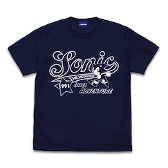 超音鼠 (大碼)「超音鼠」LOVES ADVENTURE 1991 深藍色 T-Shirt Sonic American T-Shirt /NAVY-L【Sonic the Hedgehog】
