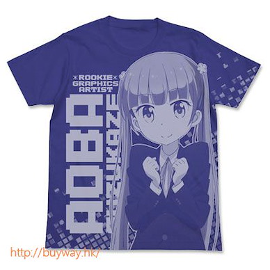 New Game! (加大)「涼風青葉」T-Shirt 藍色 Aoba Suzukane All Print T-Shirt / NIGHT BLUE - XL【New Game!】