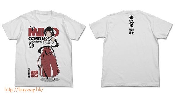 熊巫女 : 日版 (大碼)「雨宿町」T-Shirt 白色