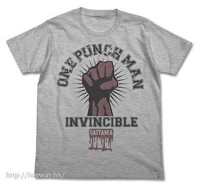 一拳超人 (細碼)「埼玉」INVINCIBLE 灰色 T-Shirt One-Punch Man College T-Shirt / Heather Gray-S【One-Punch Man】