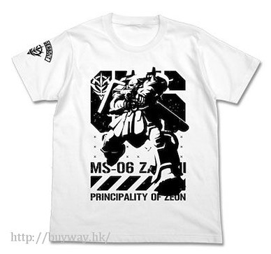 機動戰士高達系列 (大碼)「MS-06 渣古 Ⅱ」白色 T-Shirt Thunderbolt Zaku T-Shirt / White-L【Mobile Suit Gundam Series】