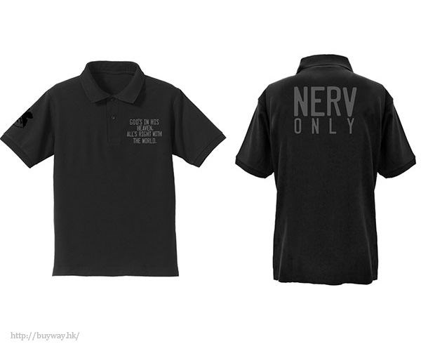 新世紀福音戰士 : 日版 (細碼)「NERV」黑色 Polo Shirt