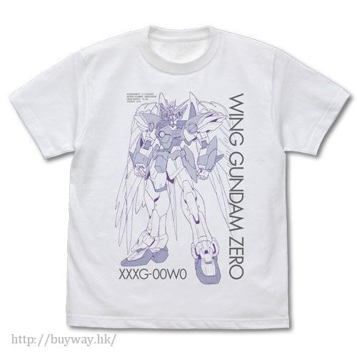 機動戰士高達系列 : 日版 (大碼)「Wing Gundam Zero」白色 T-Shirt