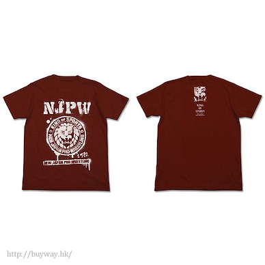 新日本職業摔角 (細碼)「NJPW」獅子標誌 酒紅色 T-Shirt NJPW Stencil Lion Mark T-Shirt / Burgundy - S【New Japan Pro-Wrestling】