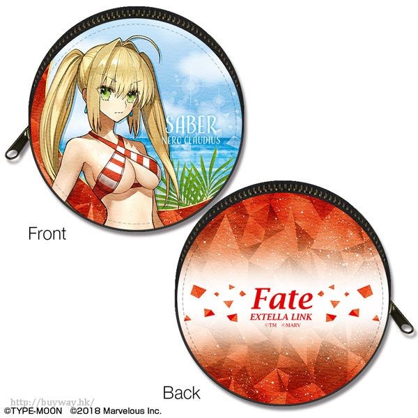 Fate系列 : 日版 「Saber (Nero Claudius 尼祿)」皮革圓形小物袋