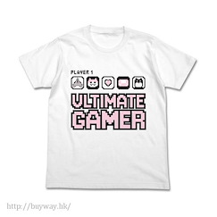 槍彈辯駁 (大碼)「七海千秋」Ultimate Gamer 白色 T-Shirt "Chiaki Nanami" Pictogram T-Shirt / WHITE - L【Danganronpa】