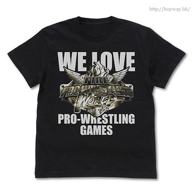 熱血摔角世界 (細碼)「WE LOVE PRO WRESTLING」黑色 T-Shirt T-Shirt / BLACK - S【Fire Pro Wrestling World】