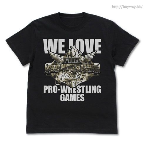 熱血摔角世界 : 日版 (加大)「WE LOVE PRO WRESTLING」黑色 T-Shirt