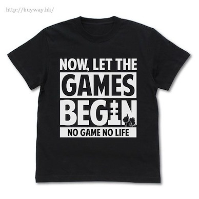 遊戲人生 (中碼) NOW, LET THE GAMES BEGIN 黑色 T-Shirt Now, Let the games begin Massage T-Shirt / BLACK - M【No Game No Life】