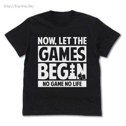 遊戲人生 : 日版 (中碼) NOW, LET THE GAMES BEGIN 黑色 T-Shirt