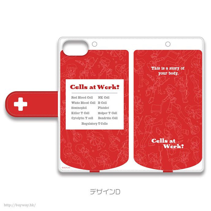 工作細胞 : 日版 D 款紅色 iPhone6Plus/6sPlus/7Plus/8Plus 筆記本型手機套