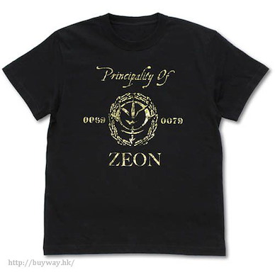 機動戰士高達系列 (細碼)「自護公國」復古金 黑色 T-Shirt Zeon Vintage Gold T-Shirt /BLACK-S【Mobile Suit Gundam Series】
