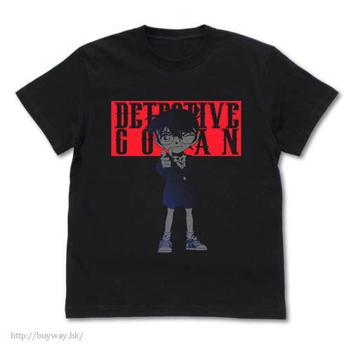 名偵探柯南 : 日版 (大碼)「江戶川柯南」黑色 T-Shirt