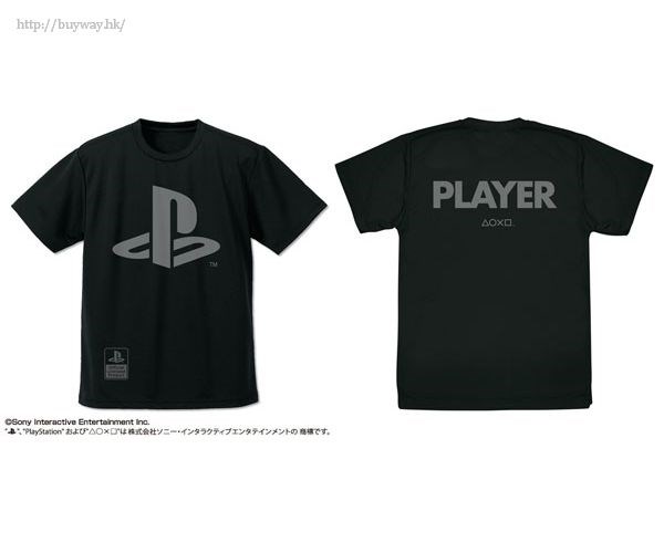 PlayStation : 日版 (中碼)「PLAYER」吸汗快乾 黑色 T-Shirt