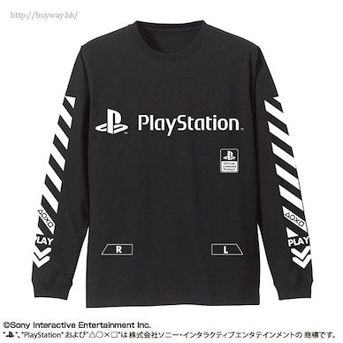 PlayStation (加大)「PlayStation」長袖 黑色 T-Shirt Sleeve Rib Long Sleeve T-Shirt "PlayStation" /BLACK-XL【PlayStation】